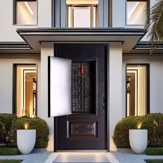 Venta caliente 6 puertas de acero de metal de entrada con jamba de puerta de madera de pino