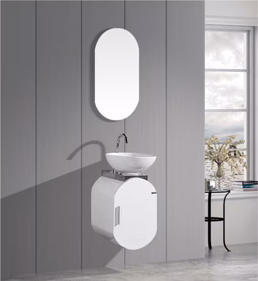 European Style Wall Mount Bathroom Vanity Sets Cabinet PVC Bathroom with Light Mirror
